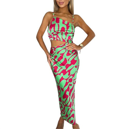 Front - AX Paris Womens/Ladies Abstract Polyester Asymmetric Cut Out Midi Dress