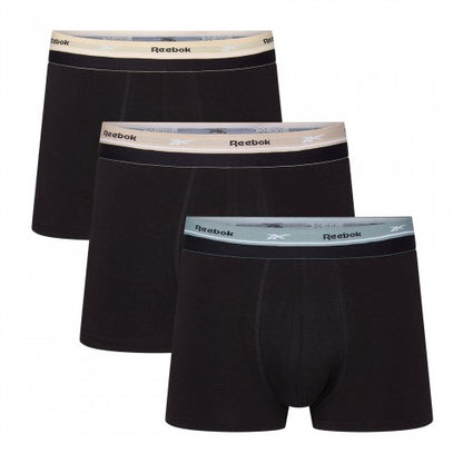 Front - Reebok Mens Cotton Blend Boxer Shorts (Pack of 3)
