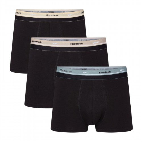 Front - Reebok Mens Cotton Blend Boxer Shorts (Pack of 3)
