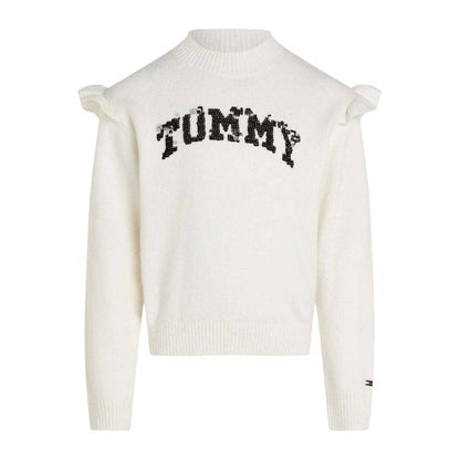 Front - Tommy Hilfiger Girls Logo Knitted Jumper