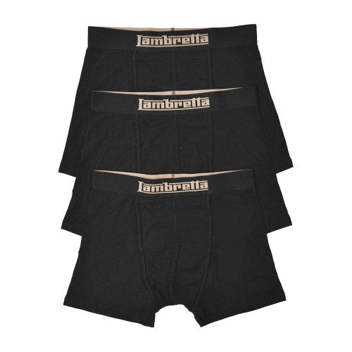 Front - Lambretta Mens Logo Cotton Blend Boxer Shorts (Pack of 3)