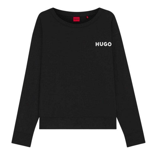 Front - Hugo Womens/Ladies Unite Logo Relaxed Fit Long-Sleeved Pyjama Top