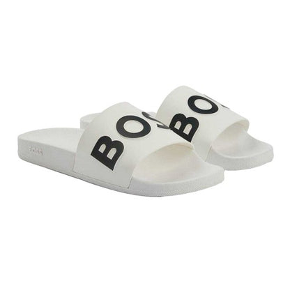 Front - Boss Unisex Adult Bay Logo Synthetic Flat Slides