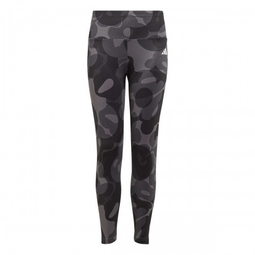 Front - Adidas Girls Essentials Aeroready Camo Tights