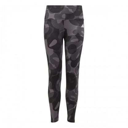 Front - Adidas Girls Essentials Aeroready Camo Tights