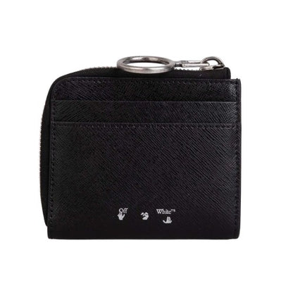 Front - Off White Binder Cowhide Leather Zipped Wallet