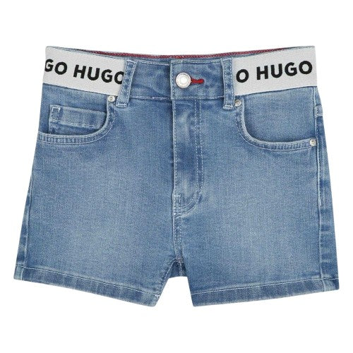 Front - Hugo Childrens/Kids Denim Chino Shorts