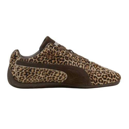 Front - Puma Womens/Ladies Speedcat Leopard Print Flat Trainers