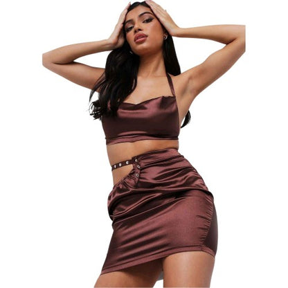 Front - Missy Empire Womens/Ladies Studded Satin Mini Skirt