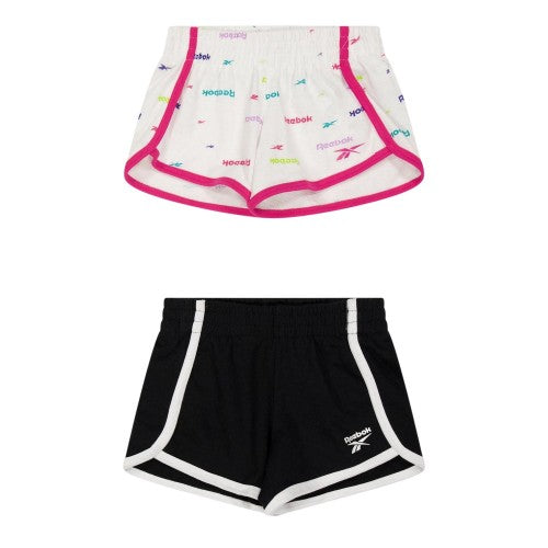 Front - Reebok Girls Jersey Shorts (Pack of 2)