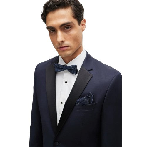 Front - Boss Mens Pin Dot Silk Tie & Pocket Square Set