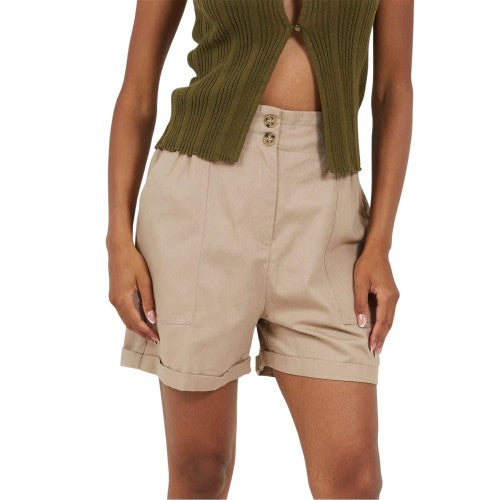 Front - Brave Soul Womens/Ladies Paperbag Shorts