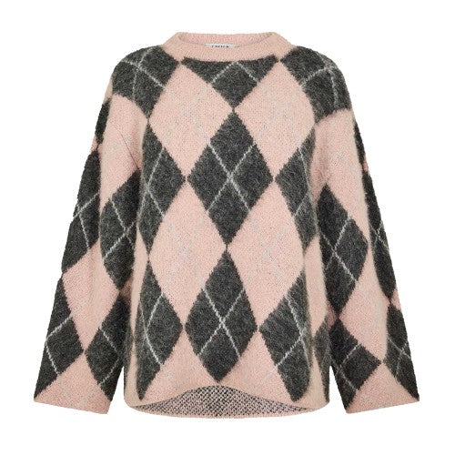Front - Edited Womens/Ladies Harriet Argyle Drop Shoulder Jumper