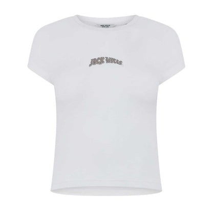 Front - Jack Wills Womens/Ladies Lettering Cropped Slim T-Shirt