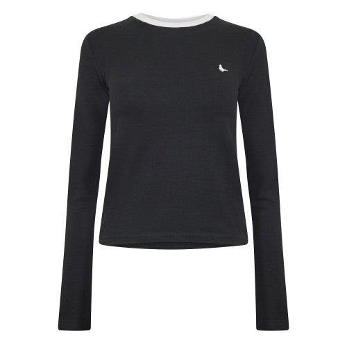 Front - Jack Wills Womens/Ladies Trinkey Ringer Long-Sleeved T-Shirt