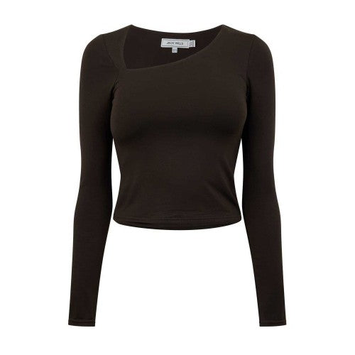 Front - Jack Wills Womens/Ladies Asymmetric Slim Crop T-Shirt