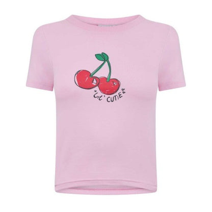 Front - Daisy Street Womens/Ladies Cherry Crop T-Shirt