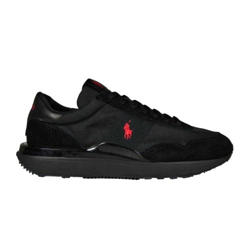 Front - Ralph Lauren Mens Train 89 Embroidered Logo Suede Chunky Platform Trainers