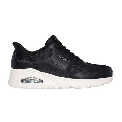 Black - Front - Skechers Womens-Ladies Uno Slip-In Wedge Trainers