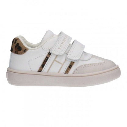 Front - Tommy Hilfiger Childrens/Kids Leopard Print Hook and Loop Trainers