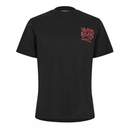 Front - Replay Mens Back Jeans Logo T-Shirt