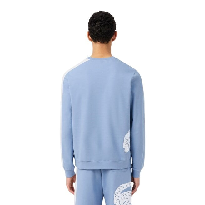 Blue - Back - Lacoste Mens Fleece Logo Long-Sleeved Lounge Sweatshirt