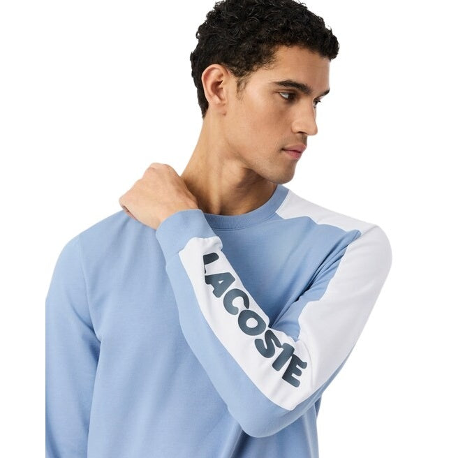 Blue - Lifestyle - Lacoste Mens Fleece Logo Long-Sleeved Lounge Sweatshirt