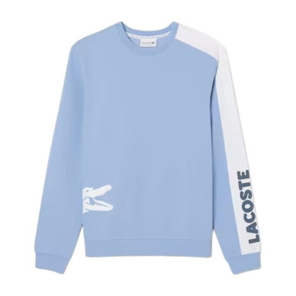 Blue - Front - Lacoste Mens Fleece Logo Long-Sleeved Lounge Sweatshirt