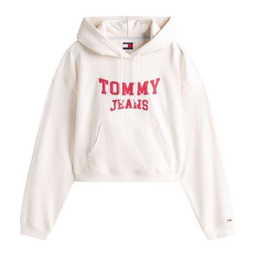 Front - Tommy Jeans Womens/Ladies Varsity Crop Hoodie