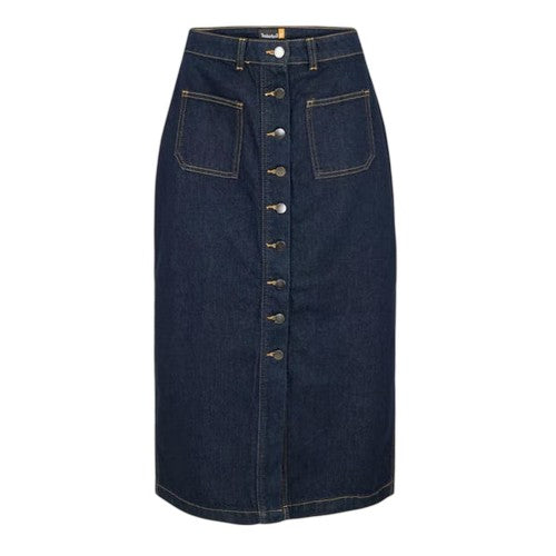 Front - Timberland Womens/Ladies Refibra Denim Mom Midi Skirt