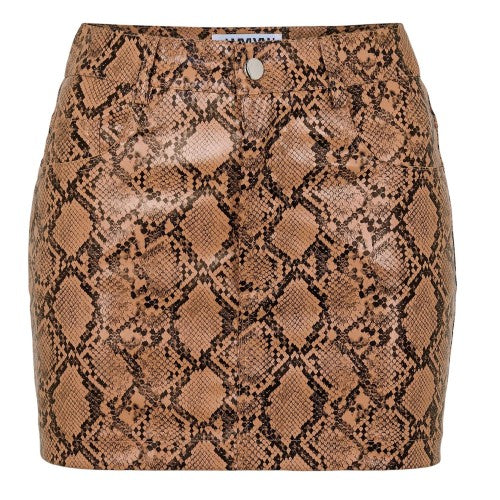 Front - AmyLynn Womens/Ladies Snake Print Faux Leather Regular Mini Skirt