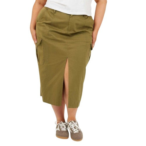 Front - Brave Soul Womens/Ladies Denim Plus Cargo Skirt