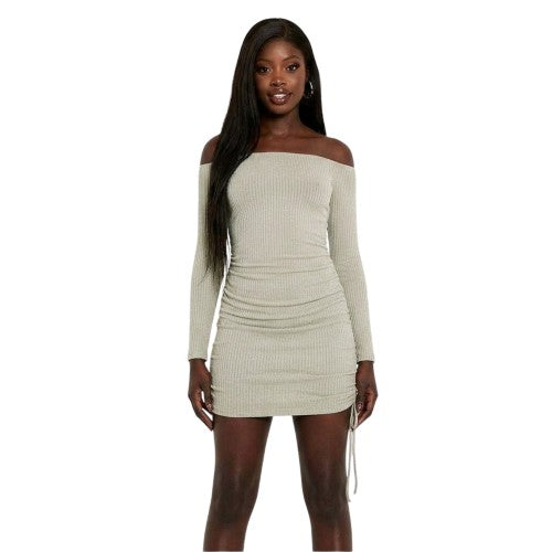 Front - Missy Empire Womens/Ladies Ruched Off Shoulder Mini Dress