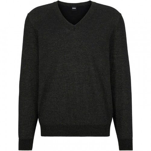 Black - Front - Boss Mens V Neck Regular Long-Sleeved Sweatshirt