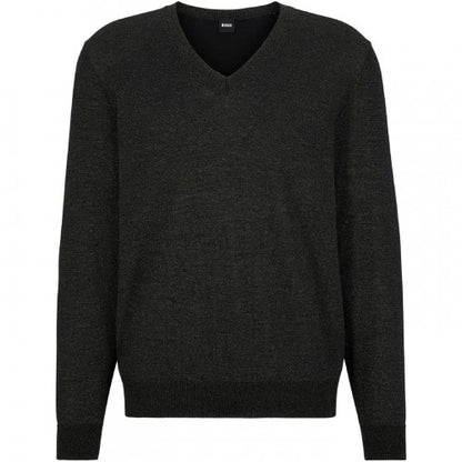 Black - Front - Boss Mens V Neck Regular Long-Sleeved Sweatshirt