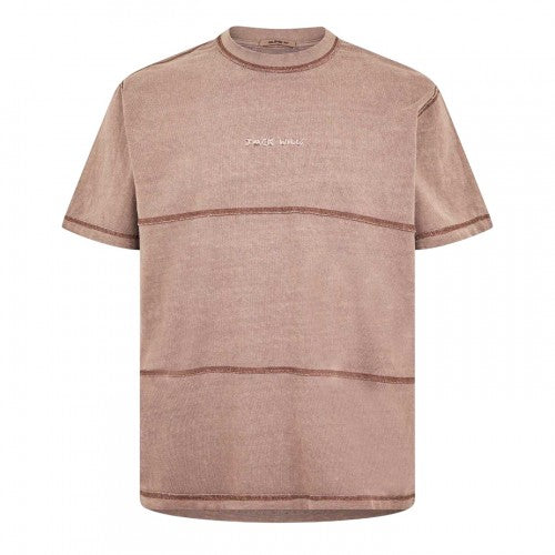 Front - Jack Wills Mens Contrast Striped Garment Dyed T-Shirt