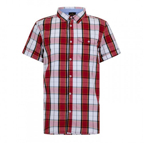 Front - Bench Mens Checkered Short-Sleeved Shirt