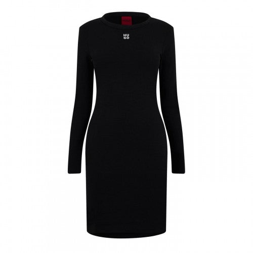 Front - Hugo Womens/Ladies Crew Neck Long-Sleeved Bodycon Dress