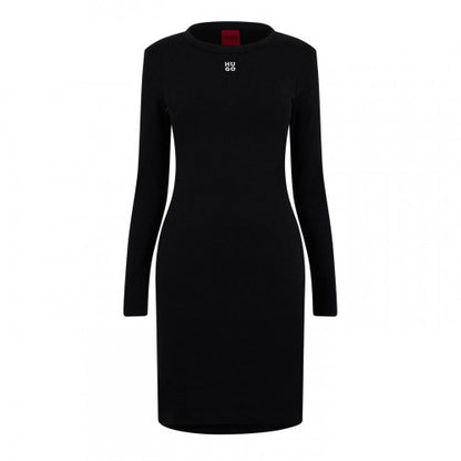 Front - Hugo Womens/Ladies Crew Neck Long-Sleeved Bodycon Dress