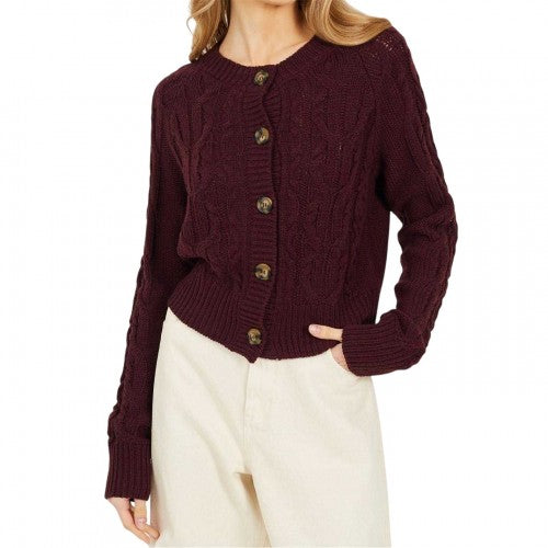 Front - Brave Soul Womens/Ladies Cable Knit Raglan Cardigan