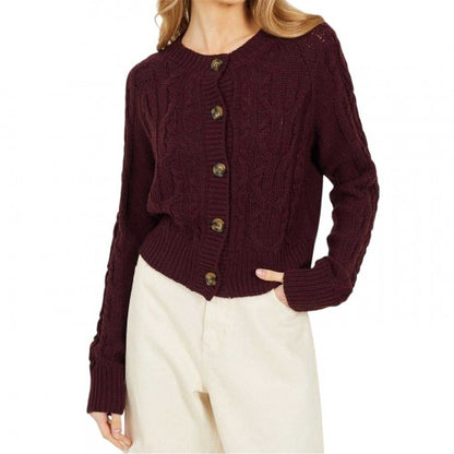 Front - Brave Soul Womens/Ladies Cable Knit Raglan Cardigan