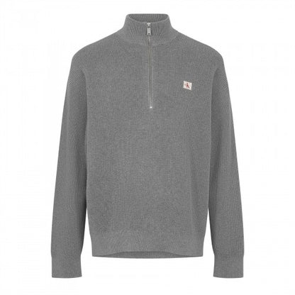 Front - Calvin Klein Mens Waffle Knit Quarter Zip Jumper