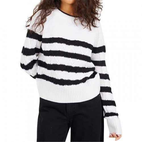 Front - Brave Soul Womens/Ladies Striped Cable Knit Jumper