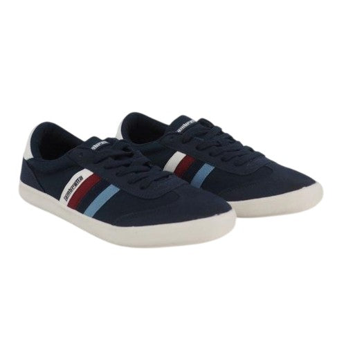Front - Lambretta Mens Vulkan Striped Flat Trainers