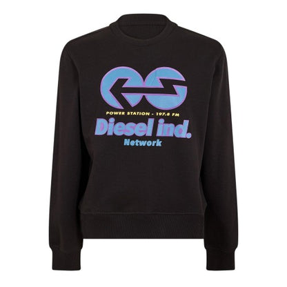 Front - Diesel Mens Ginn Felpa Logo Crew Neck Sweatshirt