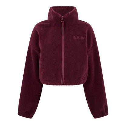 Front - Gym King Womens/Ladies Logo Borg Cropped Jacket