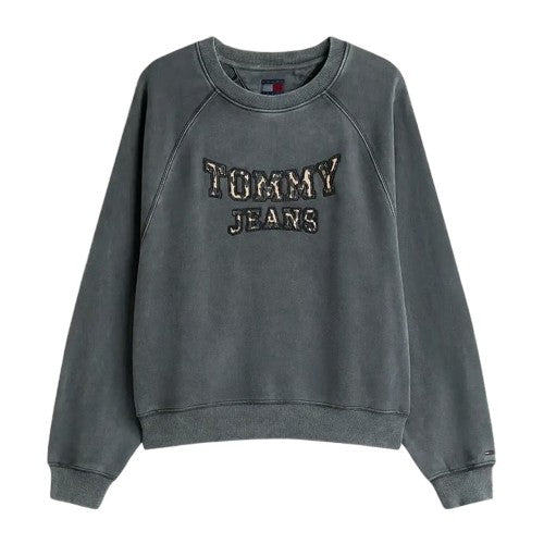Front - Tommy Jeans Womens/Ladies Leopard Print Logo Sweatshirt