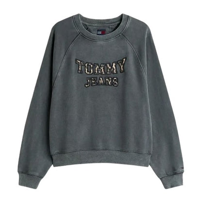 Front - Tommy Jeans Womens/Ladies Leopard Print Logo Sweatshirt