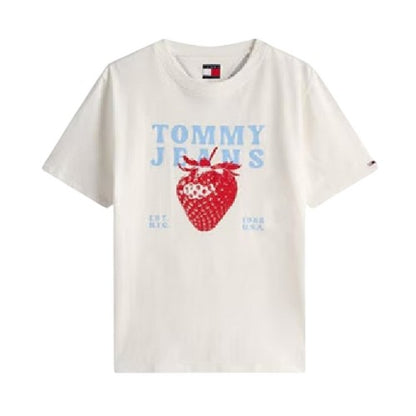 Front - Tommy Jeans Womens/Ladies Strawberry Regular T-Shirt