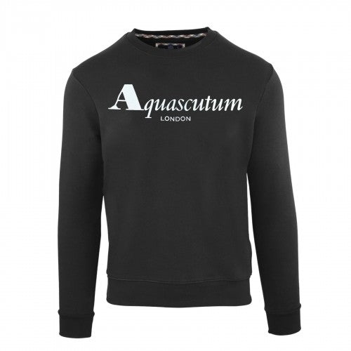 Front - Aquascutum Mens Lettering Crew Neck Sweatshirt